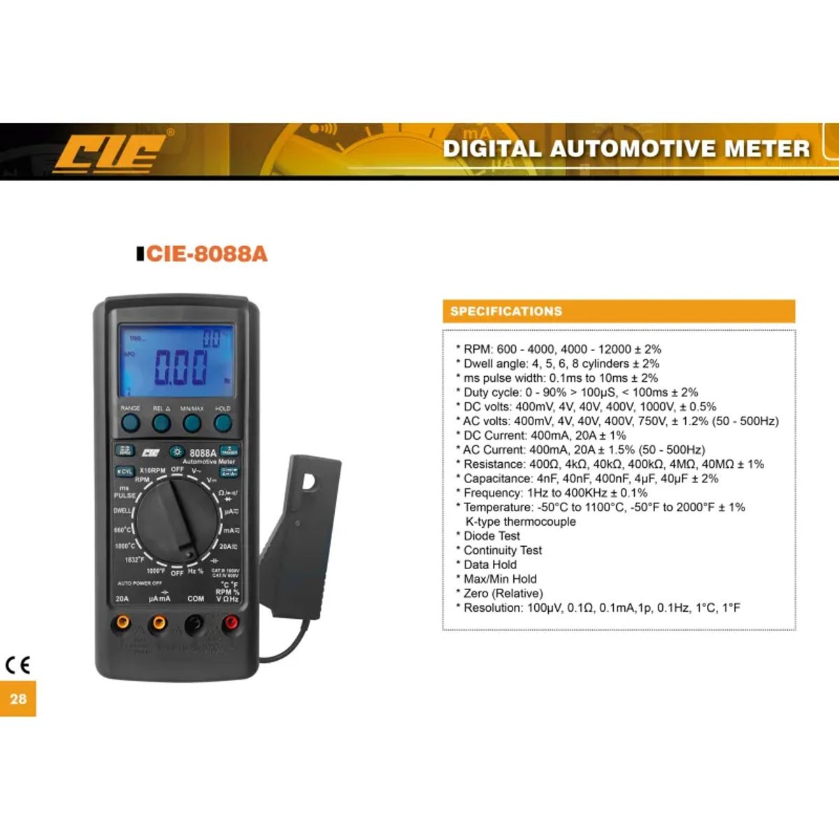 Multímetro digital automotriz CIE CIE-8088A, marca GENERICO - Foto 2