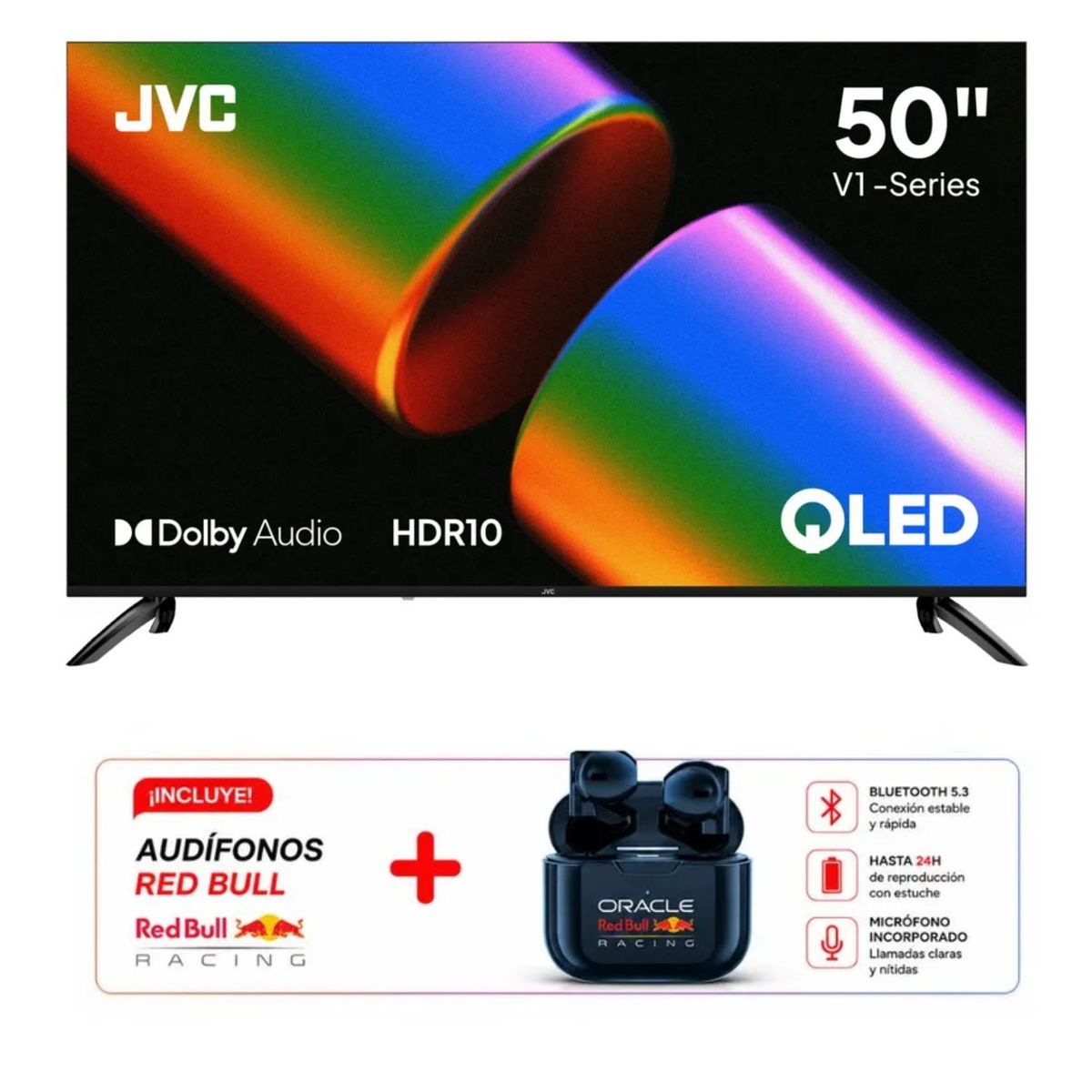 GENERICO - Televisor JVC 50 QLED FHD Google TV LT-50KM4584 Smart TV + Audifono