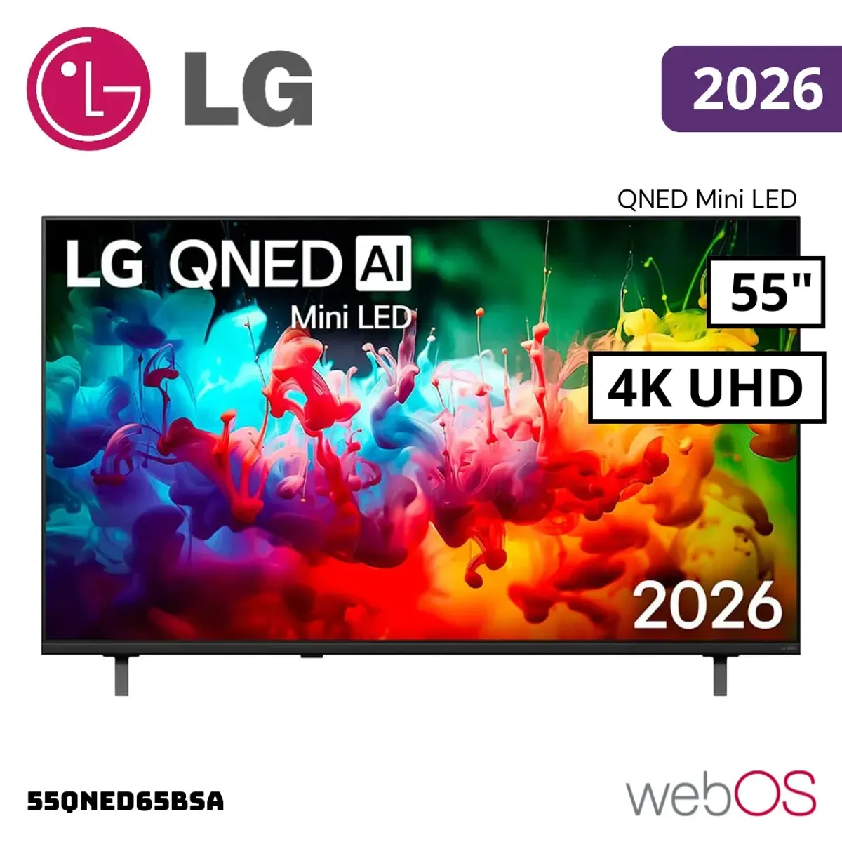 LG - Televisor LG 55 Pulgadas QNED Mini Led UHD 4K ThinQ AI WebOS 55QNED65BSA + Control Magic AI (2026)