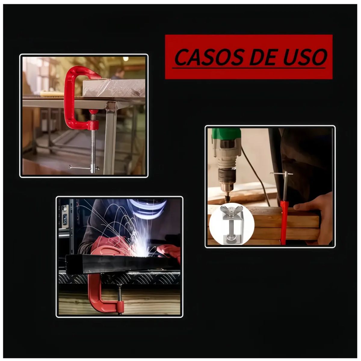 INSPIRA MARKET - Prensas Tipo C para Carpintería Set x3