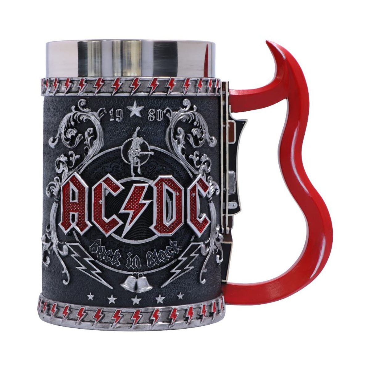 GENERICO - ACDC Back in Black - Jarro 16cm x 600ml - Back in Black Tankard - Nemesis Now