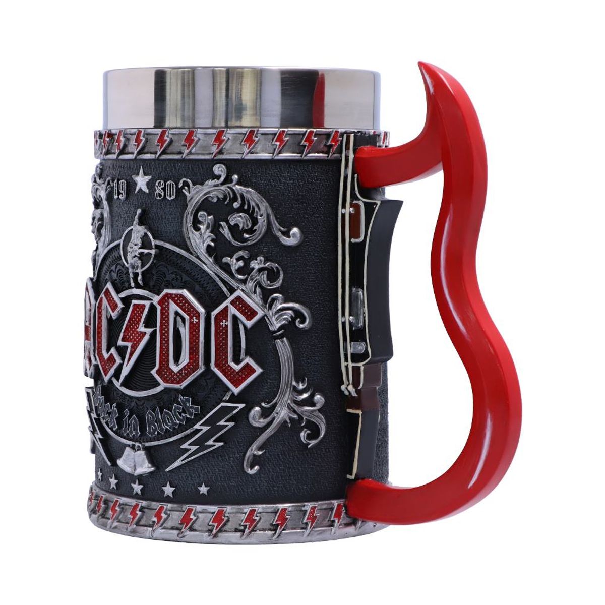 GENERICO - ACDC Back in Black - Jarro 16cm x 600ml - Back in Black Tankard - Nemesis Now