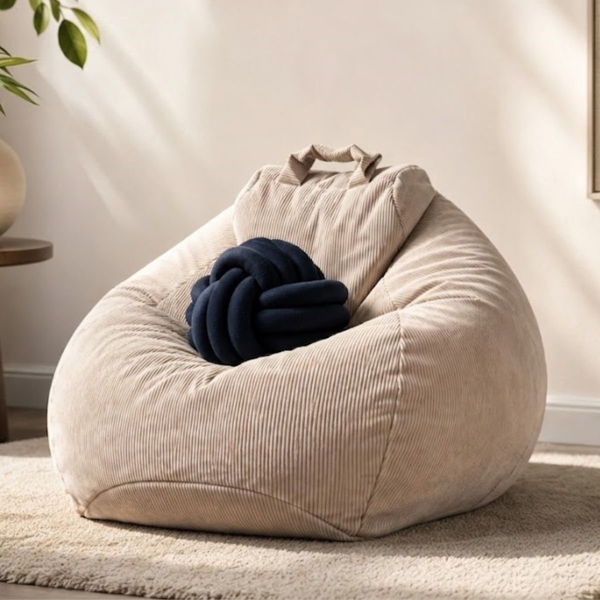 GENERICO - Puff Halo XL Beige Arena en Tela Corduroy Suave Línea Lounge