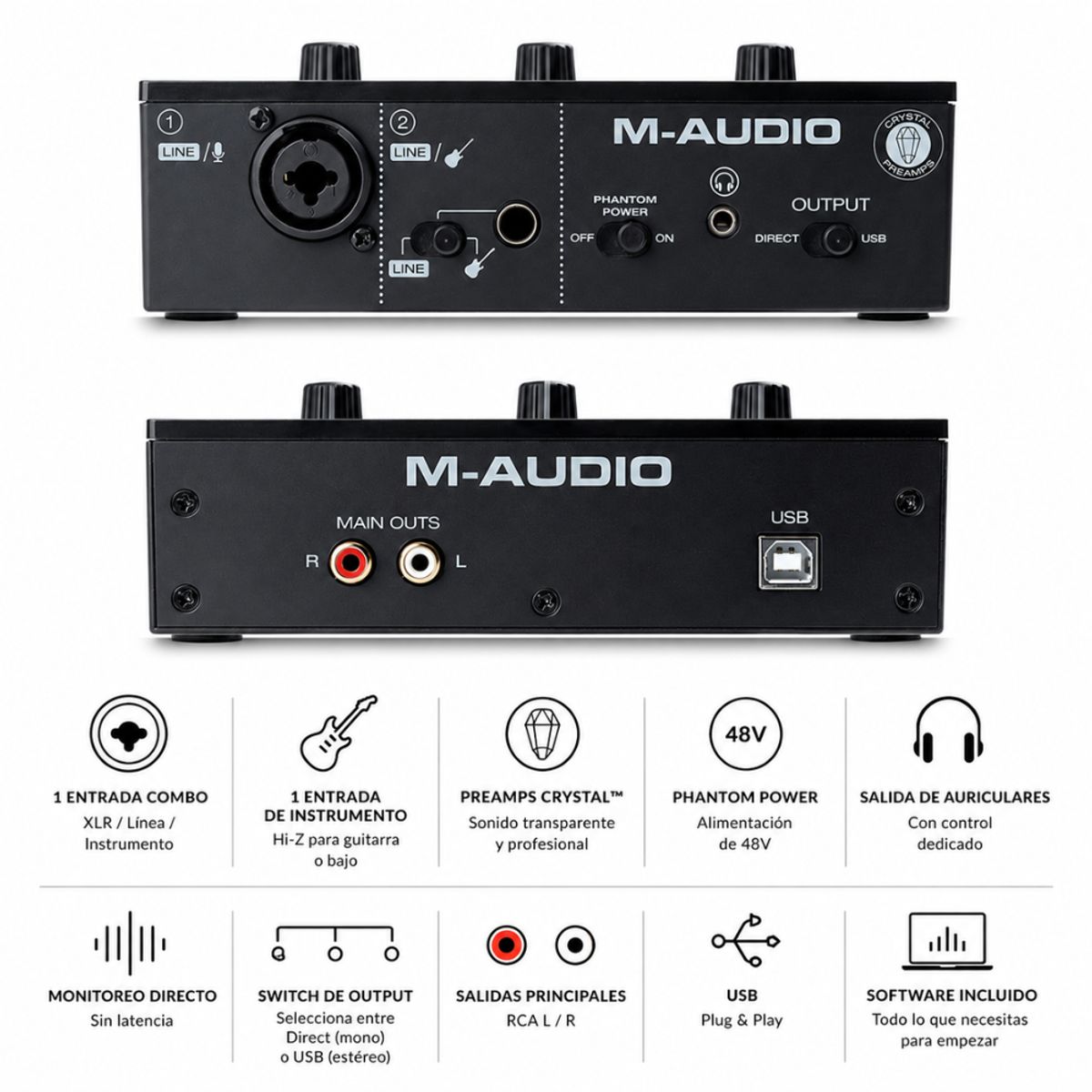 M AUDIO - INTERFAZ DE AUDIO M-AUDIO M-TRACK SOLO