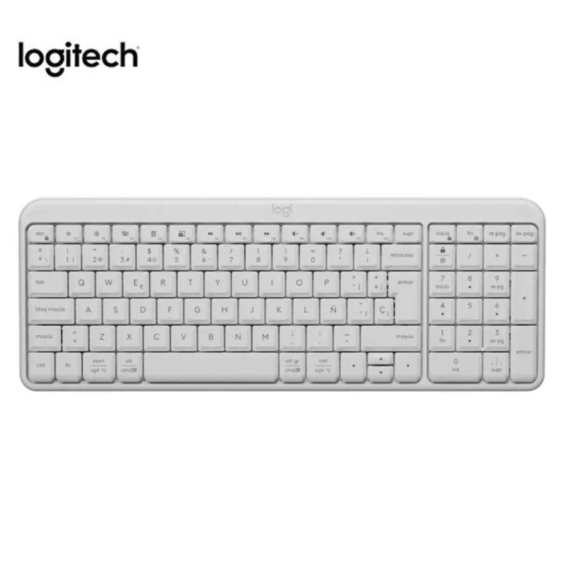 LOGITECH - Combo Logitech Teclado K250 Blanco, Mouse M196 Blanco y Mousepad Lila