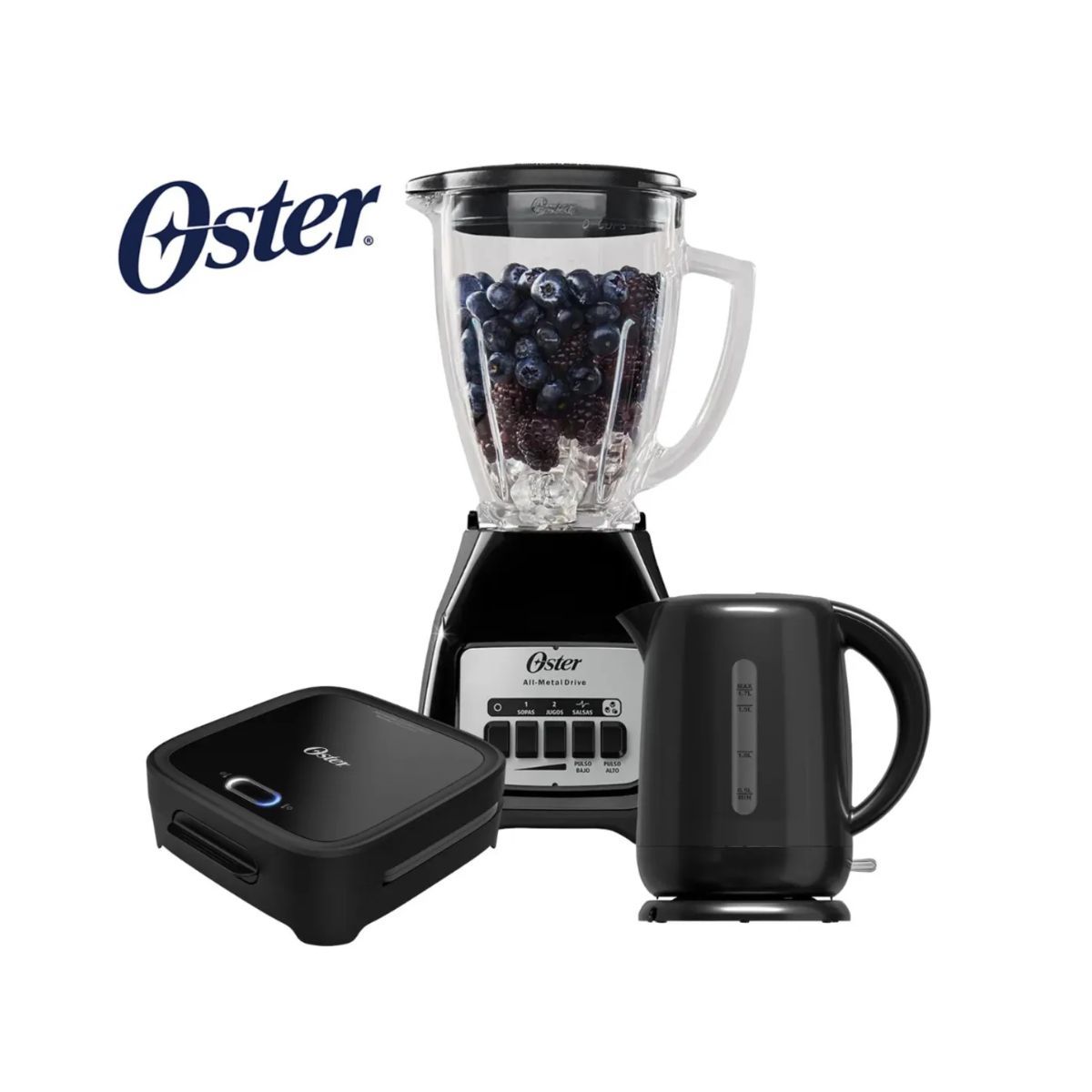OSTER - Combo Oster Licuadora 1.5LT + Sandwichera + hervidor 1.7LT