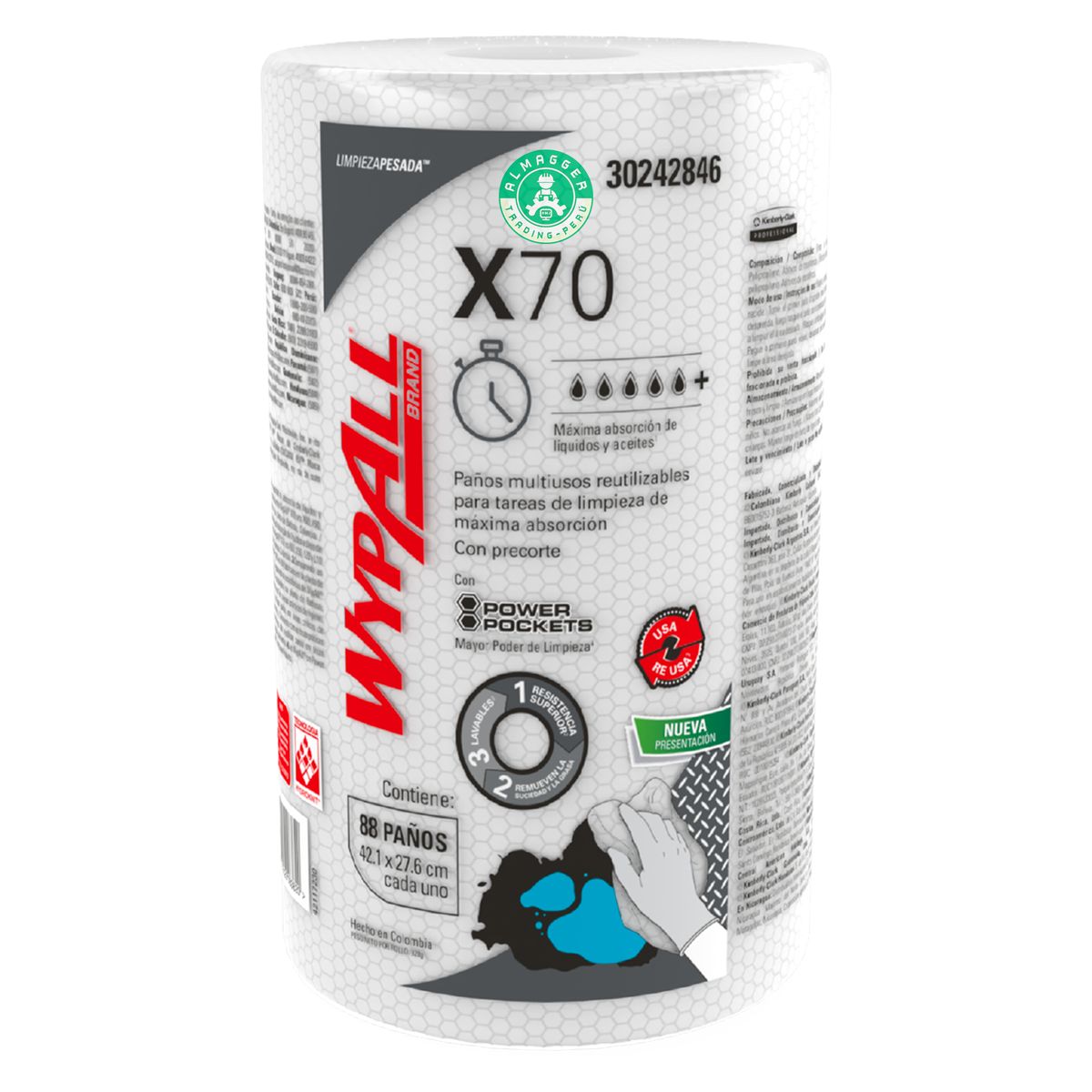 Paño de Limpieza Wypall X70 - 01 Rollo - Kimberly Clark, marca WYPALL - Foto Principal