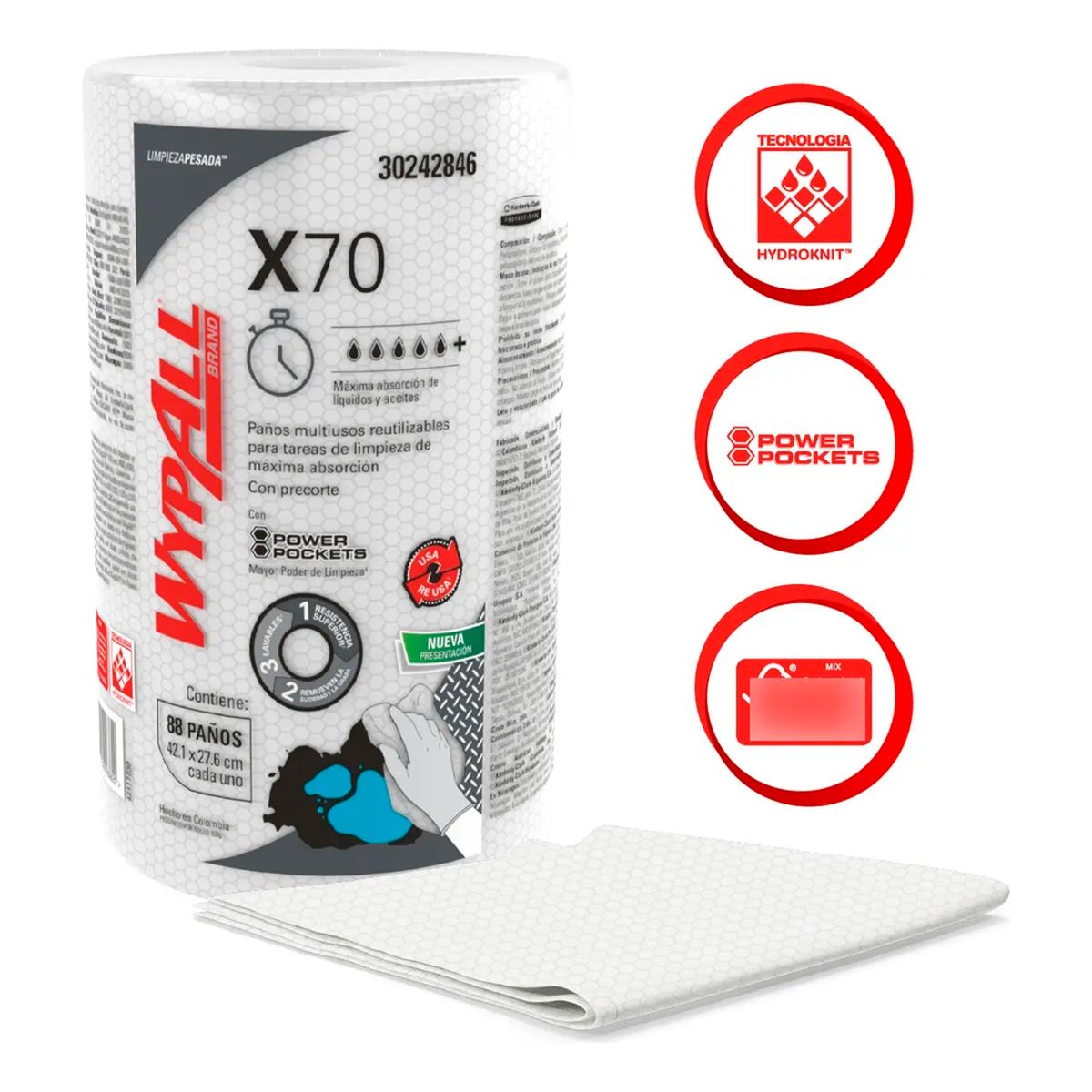 Paño de Limpieza Wypall X70 - 01 Rollo - Kimberly Clark, marca WYPALL - Foto 2