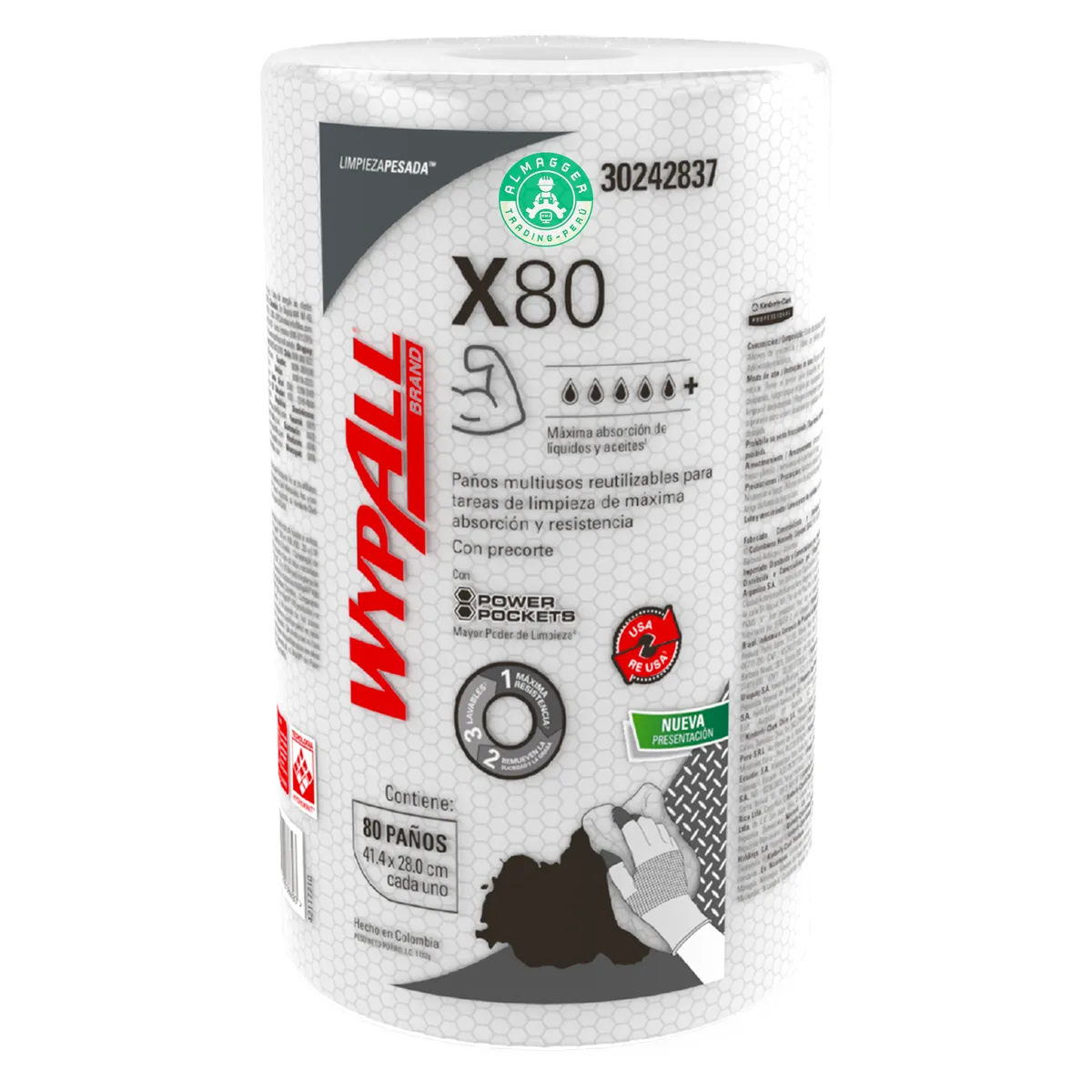 Paño de Limpieza Wypall X80 - 01 Rollo - Kimberly Clark, marca WYPALL - Foto Principal
