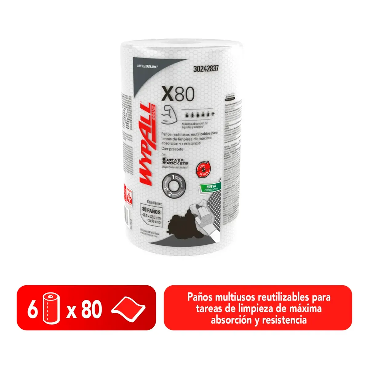 Paño de Limpieza Wypall X80 - 01 Rollo - Kimberly Clark, marca WYPALL - Foto 2