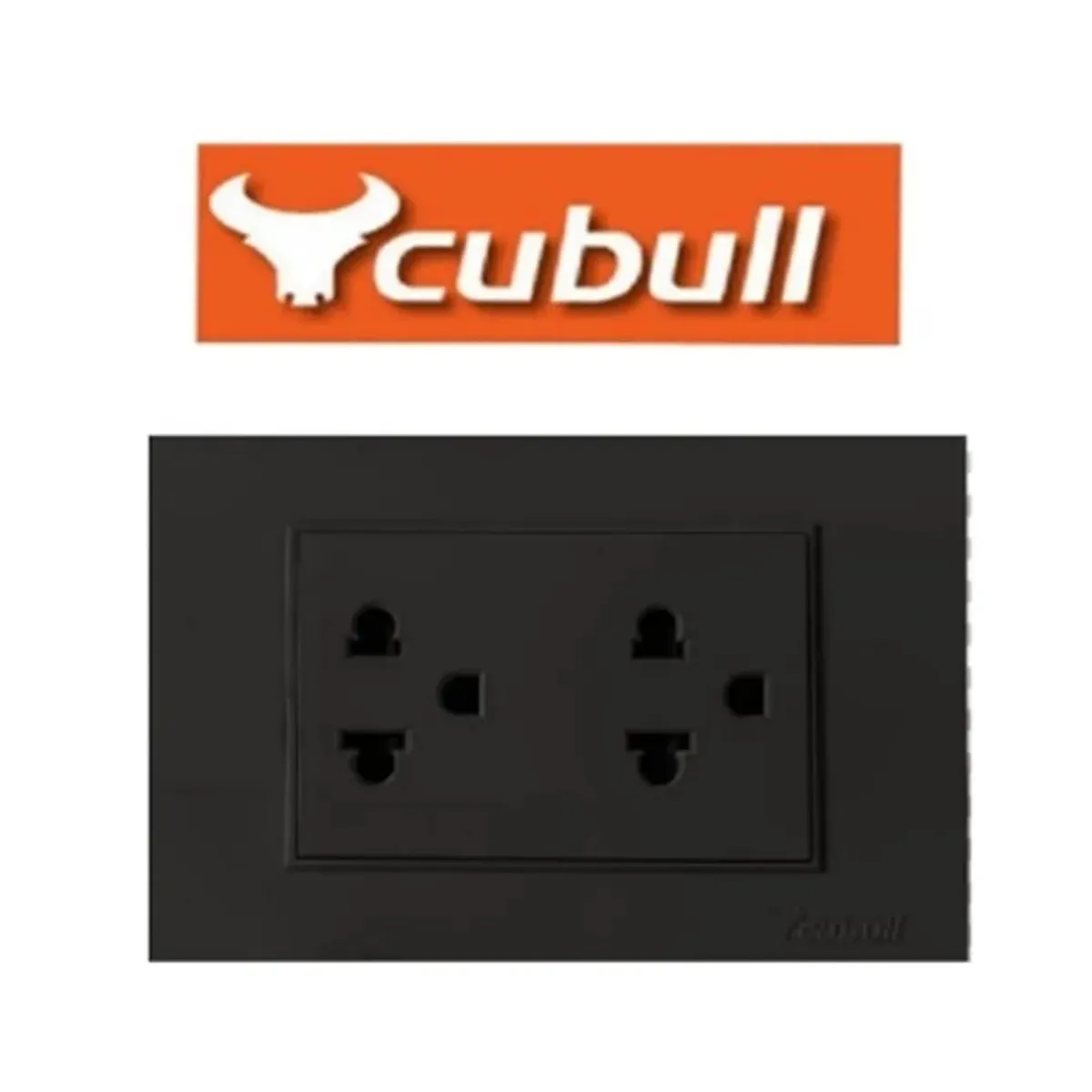 GENERICO - TOMACORRIENTE DOBLE CON TIERRA NEGRO MATE  16A-250V