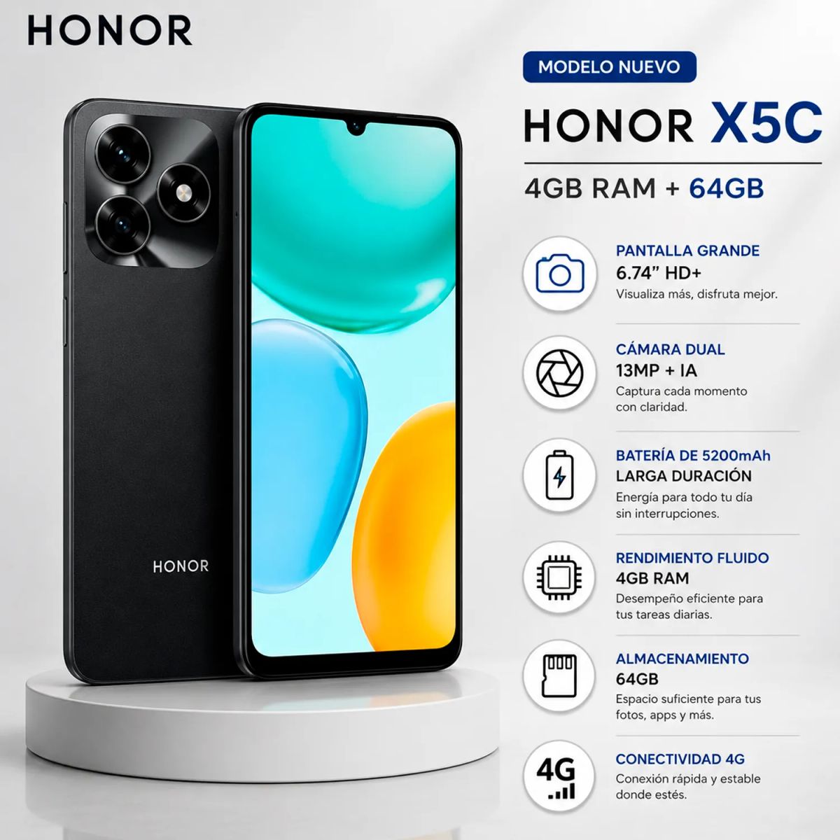 HONOR - CELULAR HONOR X5C 4GB RAM 64GB NEGRO