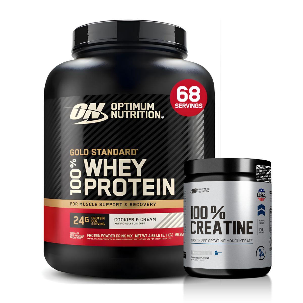 Optimum Nutrition - Gold Standard Whey 4.65 LB - Cookie and Cream + Creatina Universe Nutrition 250 G