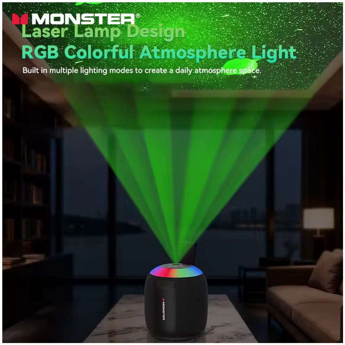 MONSTER - Monster altavoz portátil inalámbrico estéreo reproductor de música de luz LED para exteriores