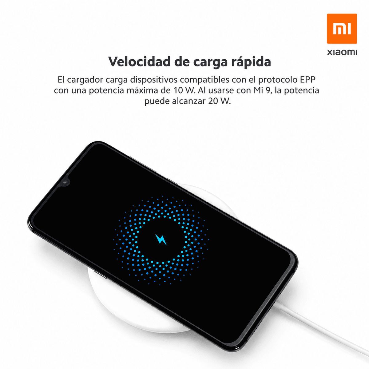 XIAOMI - Cargador Inalámbrico Xiaomi Carga Rápida 20W Qi