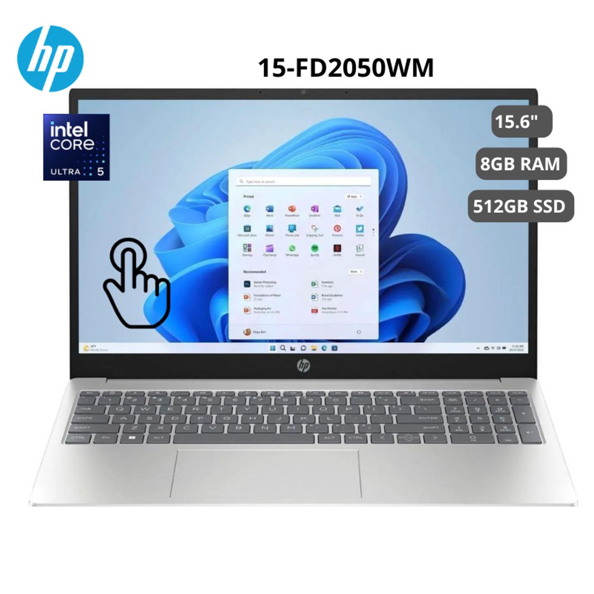 HP - Laptop HP 15-FD2050WM Intel Core Ultra 5 225U 8GB RAM 512GB SSD 15.6" FHD TACTIL WIN11 Home