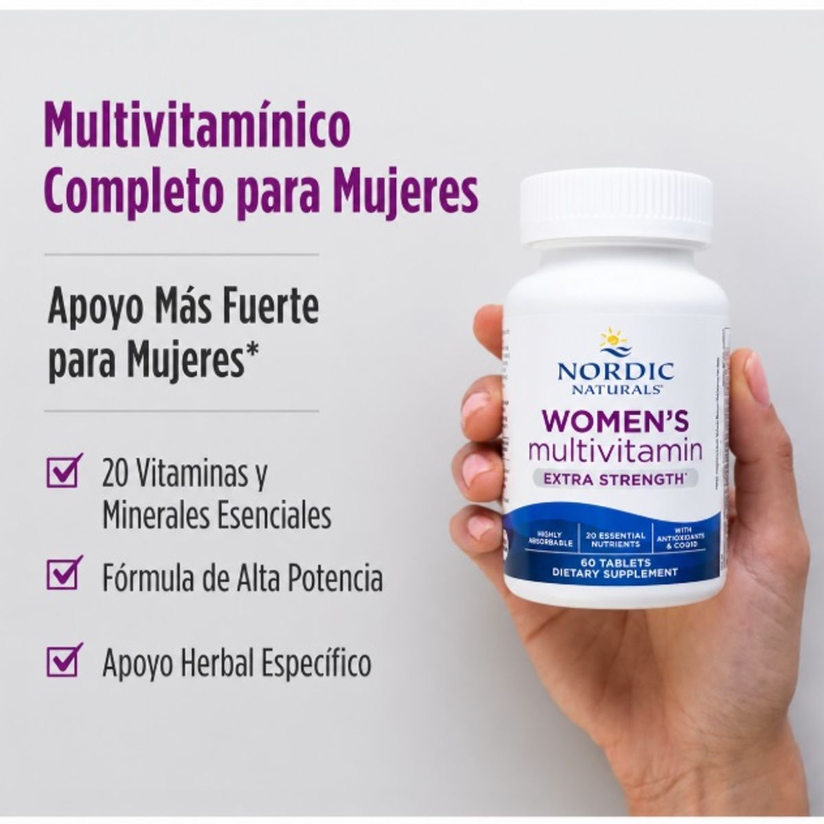 Nordic - Nordic Naturals Multivitamínico extra fuerte para mujer – 60 cápsulas