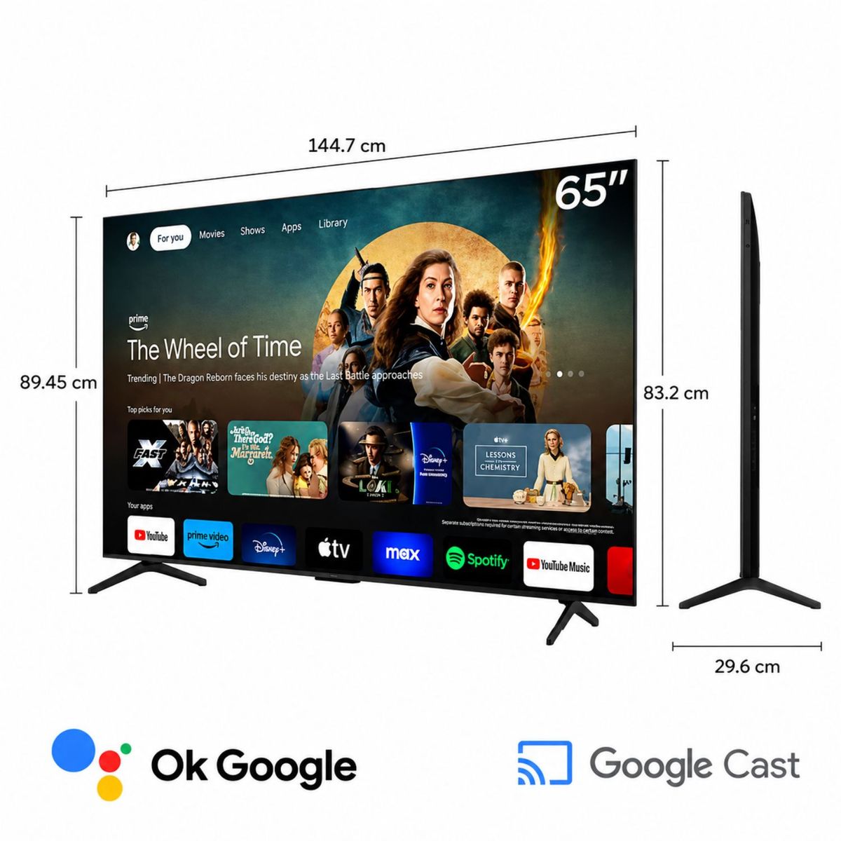 TCL - Televisor TCL 65 4K QD Mini LED Google TV 65C6KS
