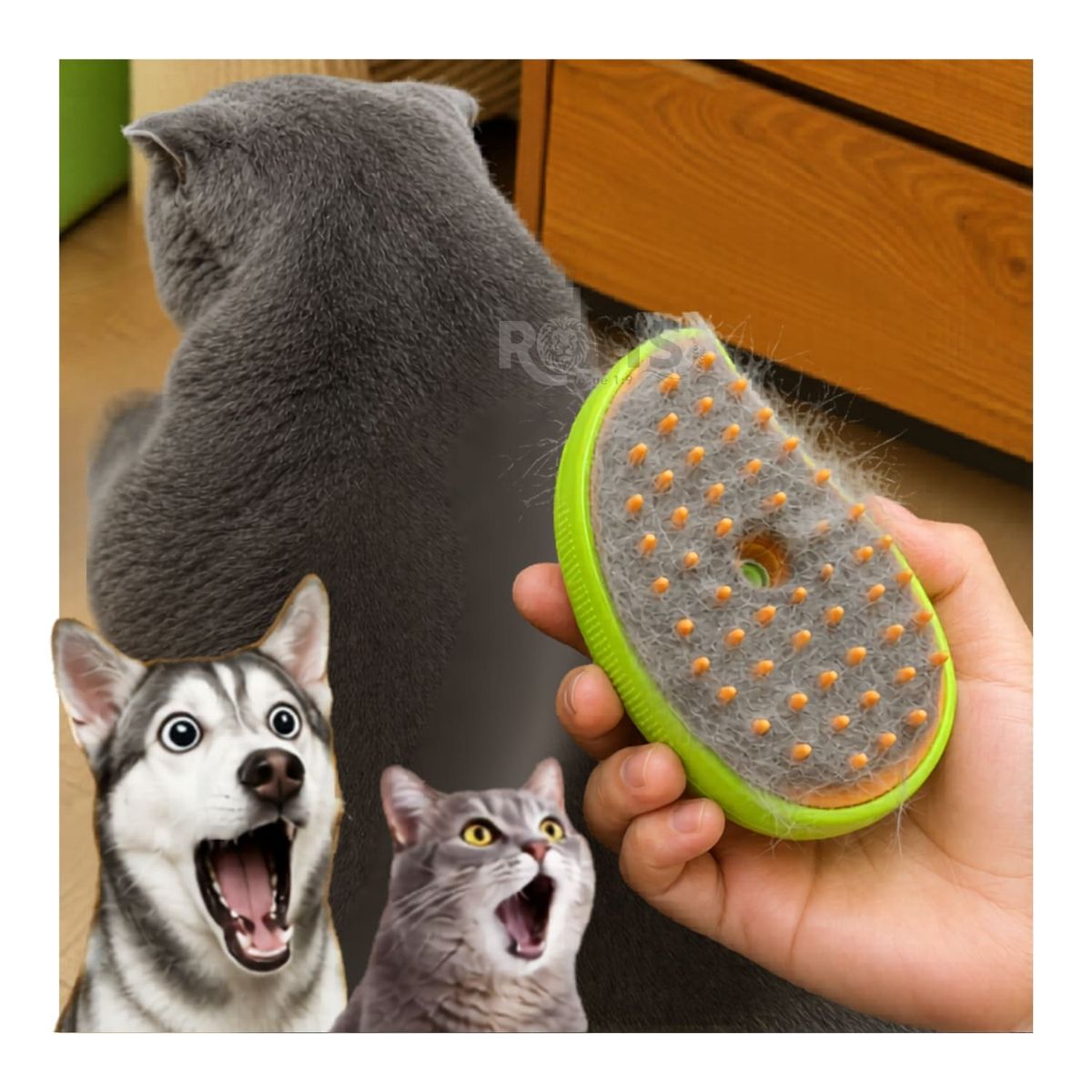 Cepillo Removedor De Pelo Verde Con Vapor Para Perros Y Gatos Recargable, marca ROHS - Foto 2