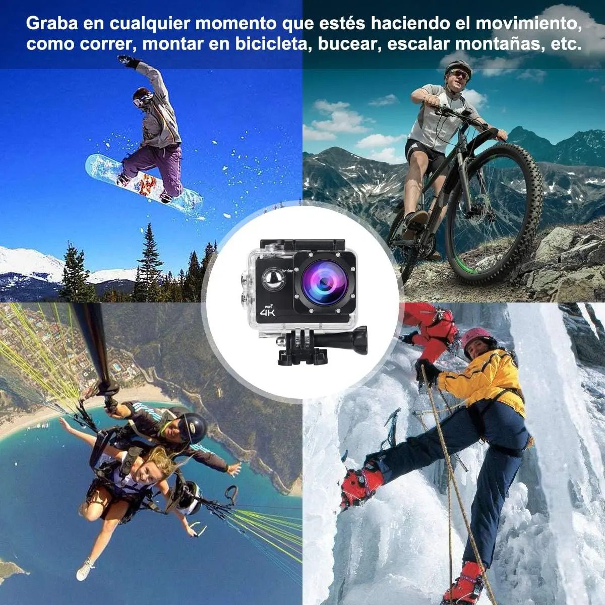 PREMIUM - Cámara Deportiva de acción  Wifi Acuático Deportes Videos- ROSADO SQ-Y02