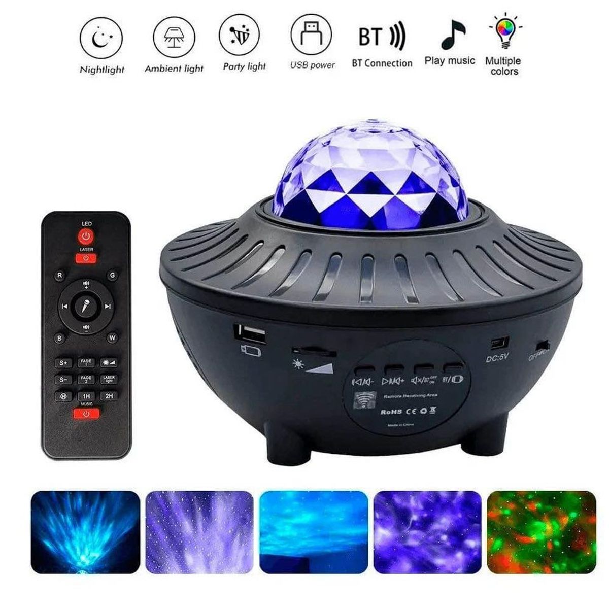 PREMIUM - Proyector micro sd Bluetooth parlante Luces led - B-820