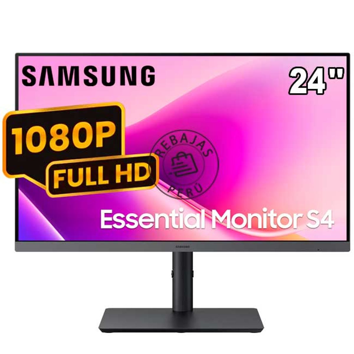 SAMSUNG - Monitor Samsung 24 Plano Fhd Ips Pivot Black LS24F430UALXPE
