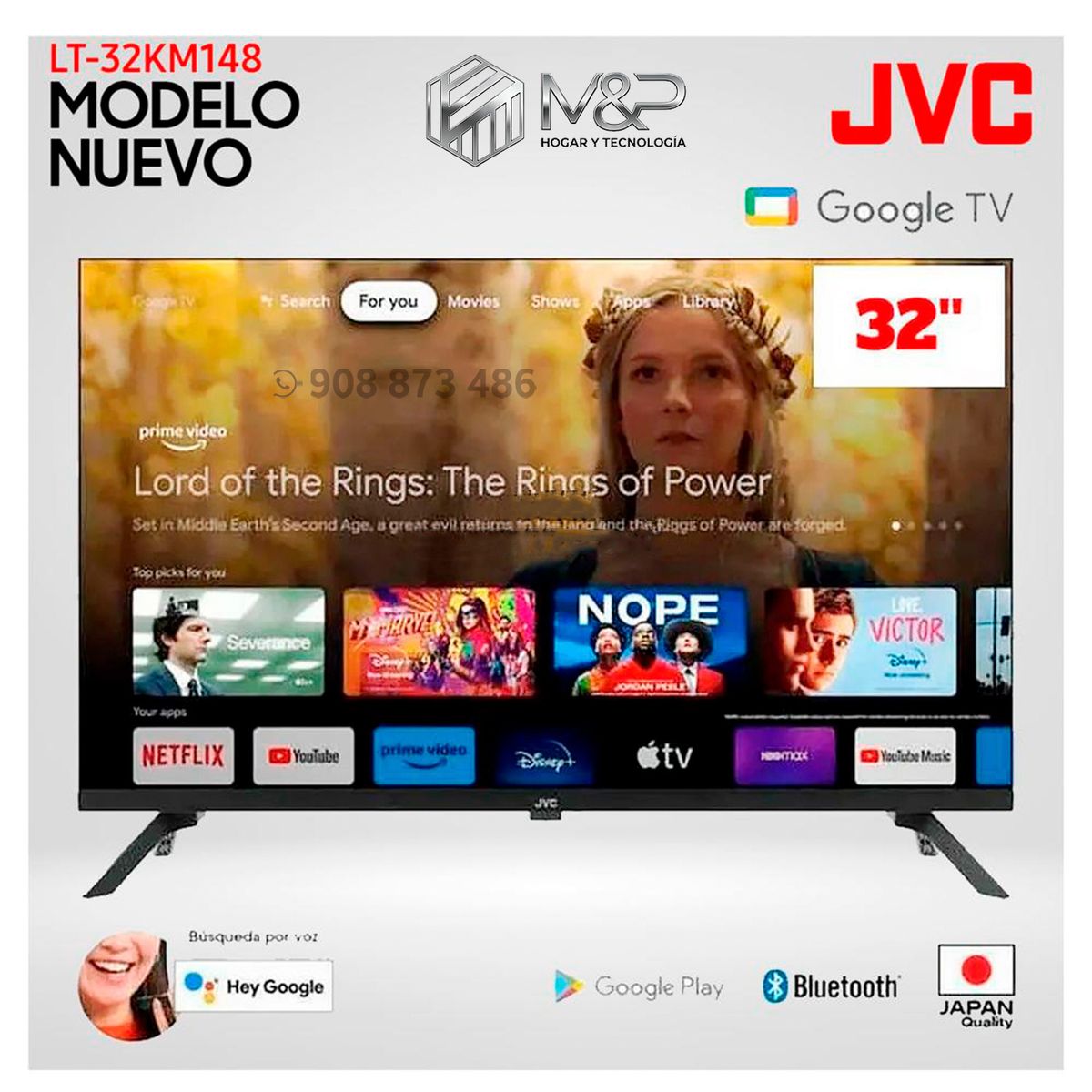 OEM - Televisor JVC LED 32 HD Google TV LT-32KM148 - Modelo Nuevo
