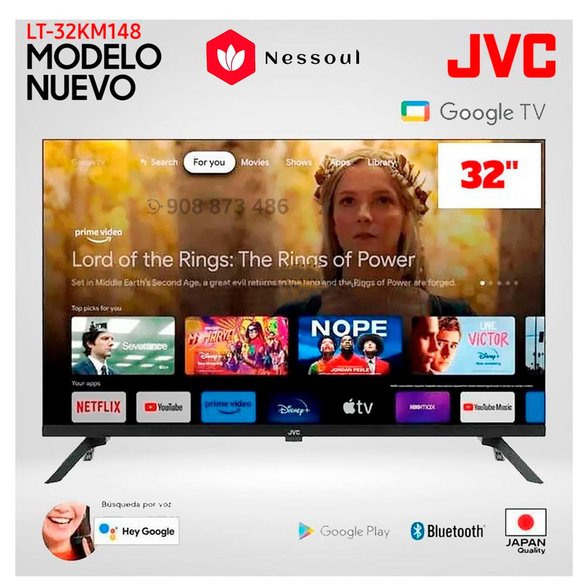 OEM - Televisor JVC LED 32 HD Google TV LT-32KM148 - Modelo Nuevo