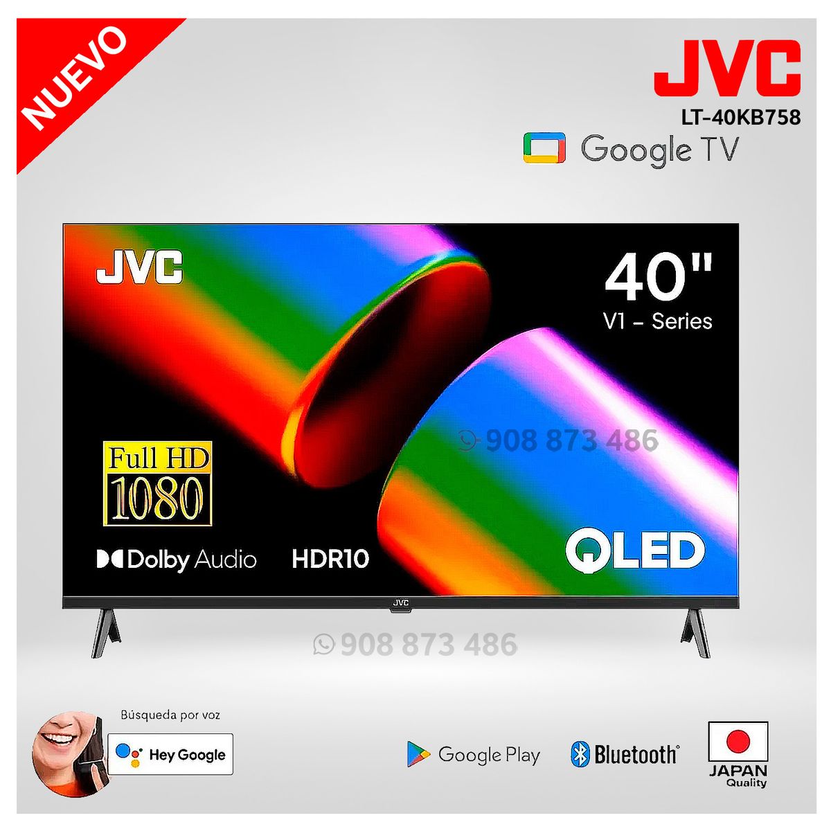 OEM - Televisor JVC QLED 40 Pulg Full HD Smart Google TV LT-40KB758