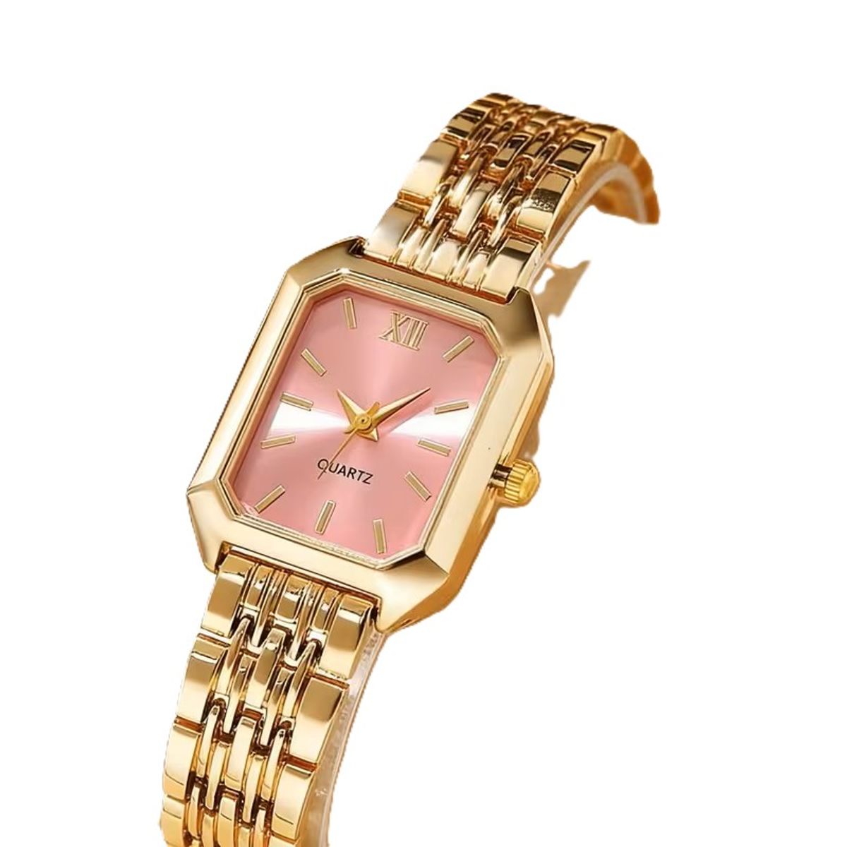 GENERICO - Reloj para Mujer Color Dorado Esfera Rosa