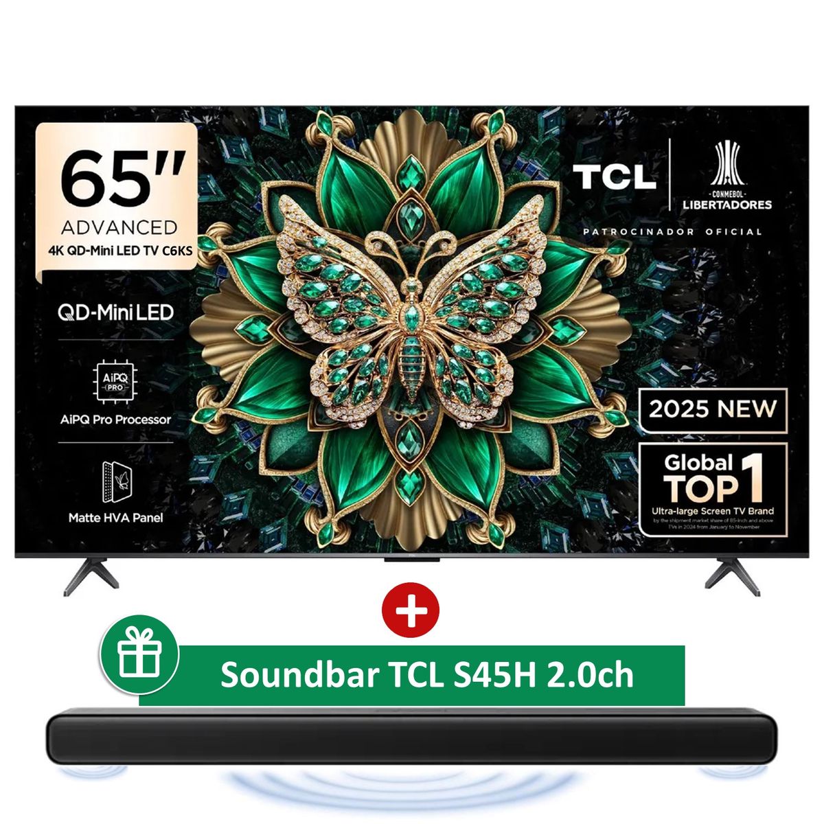 TCL - Televisor TCL 65 QD Miniled 4K 65C6KS Google Tv + Soundbar