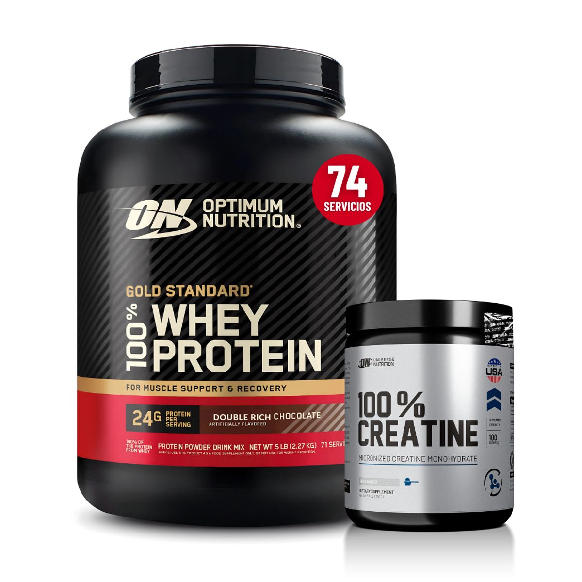 Optimum Nutrition - Gold Standard Whey 5 LB - Double Rich Chocolate + Creatina Universe Nutrition 250 G