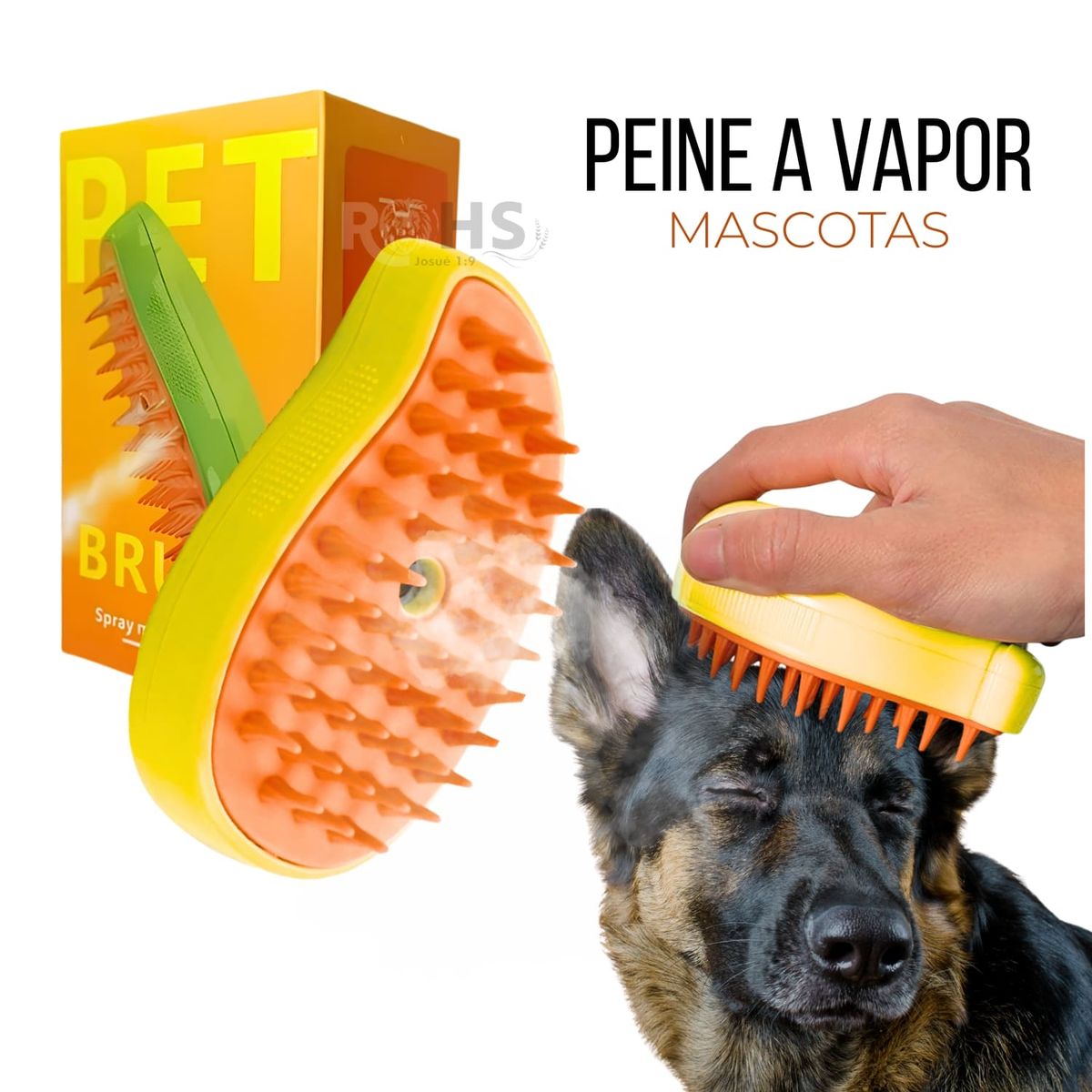 ROHS - Cepillo Removedor De Pelo Amarillo Con Vapor Para Perros Y Gatos Recargable