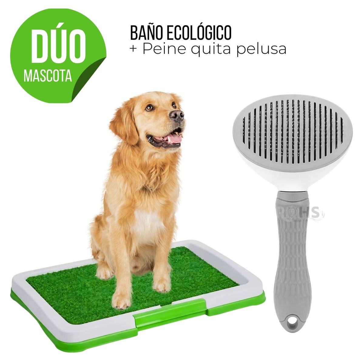 ROHS - Baño Ecológico Para Mascotas + Cepillo Quita Pelusa Gris Dúo Mascota