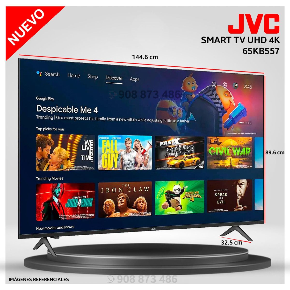 OEM - Televisor 65 " LED  UHD 4K JVC Android TV LT-65KB557 - Modelo Nuevo