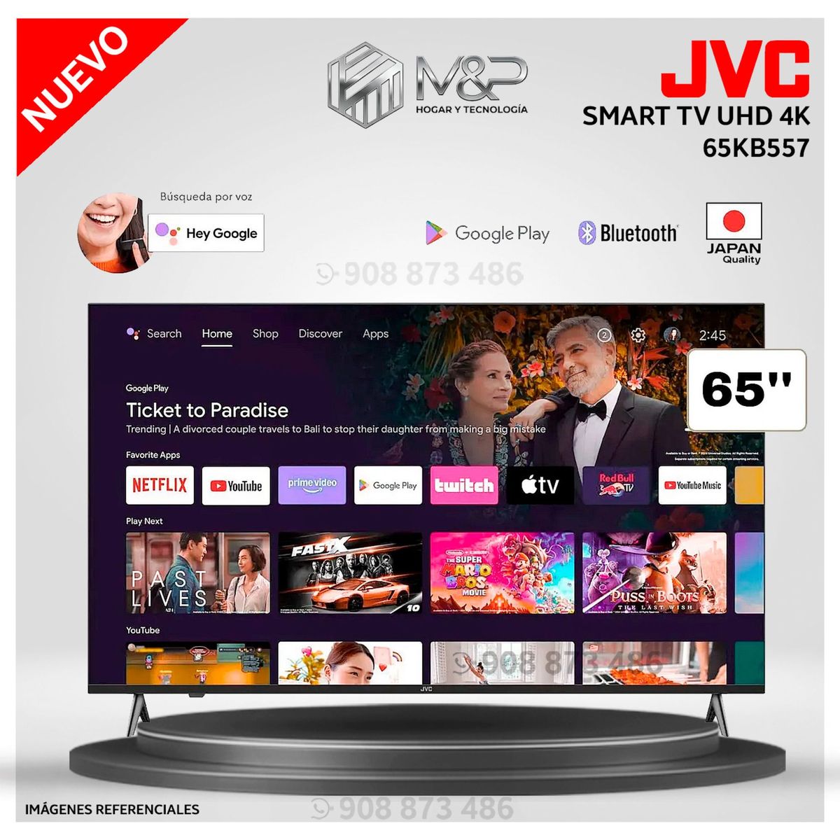 OEM - Televisor UHD 65 " LED  4K JVC Android TV LT-65KB557 - Modelo Nuevo