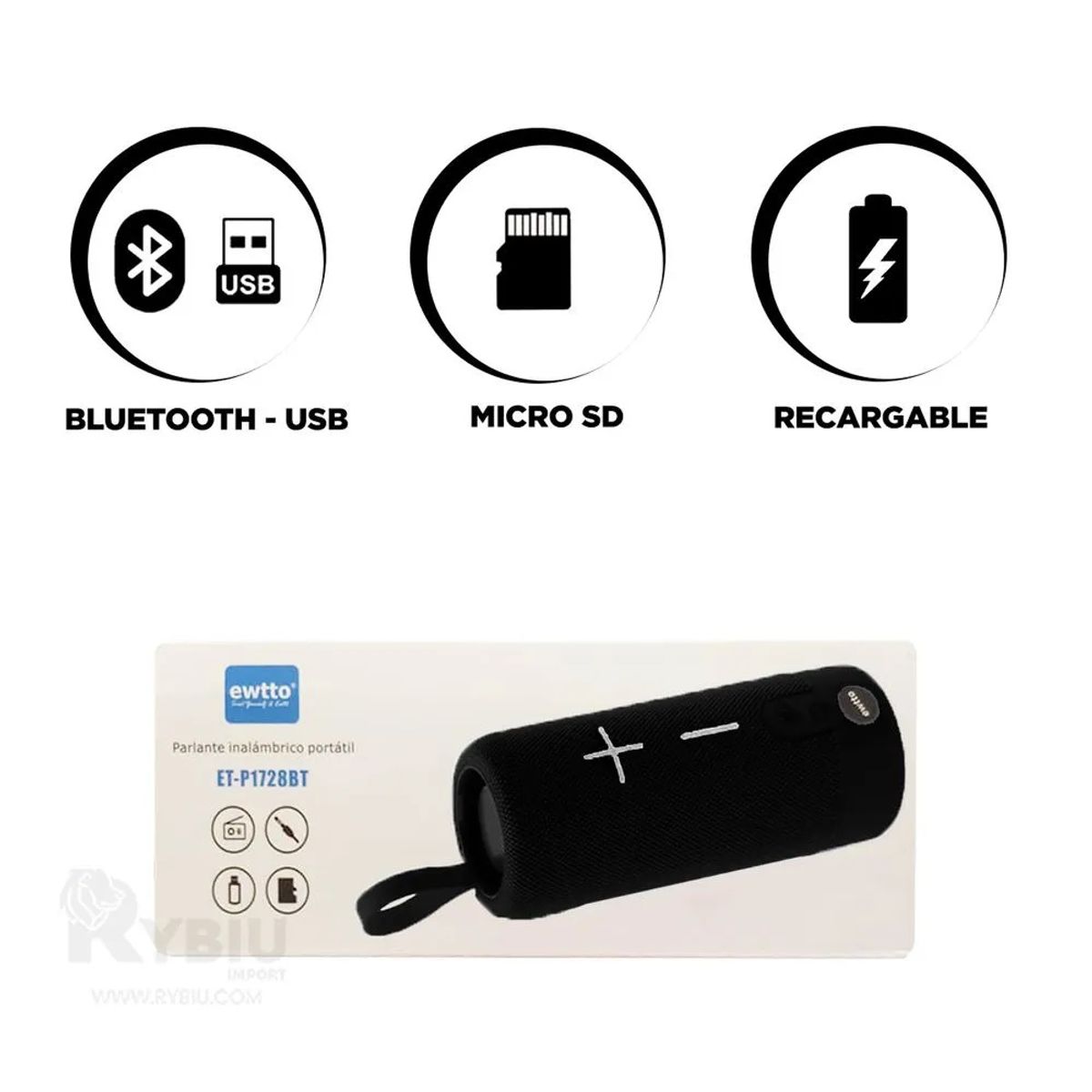 LIDIMI - PARLANTE EWTTO ET-P1822B  Doble bocina con Bluetooth, RGB y diseño portátil