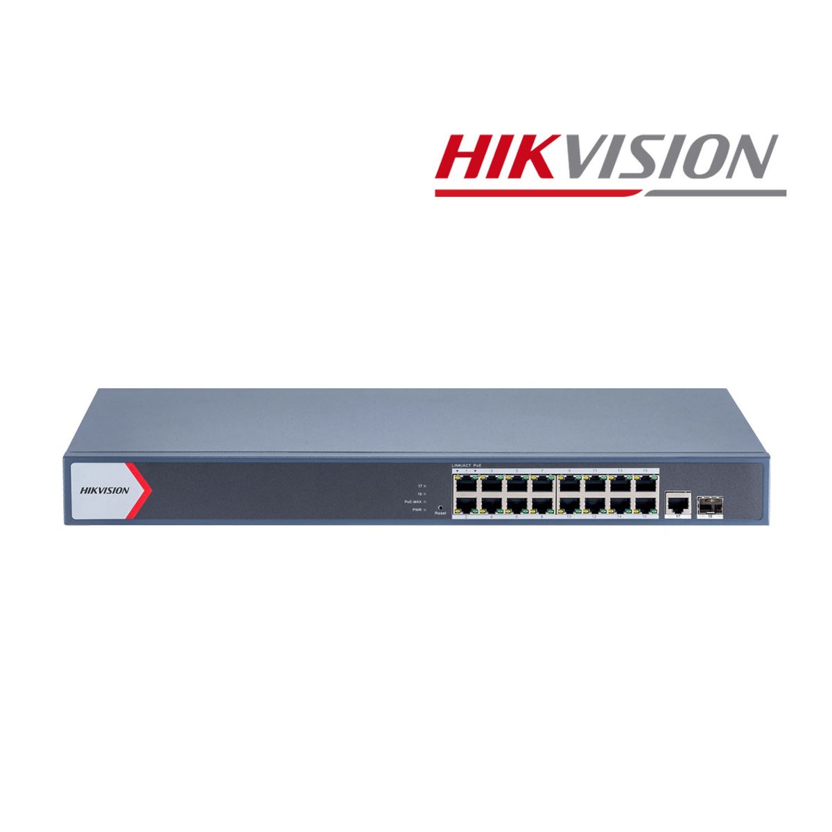 Hikvision - Switch PoE Hikvision DS-3E1518P-EI 16 puertos POE 1000Mps 1 puerto RJ45 1 puerto de fibra óptica