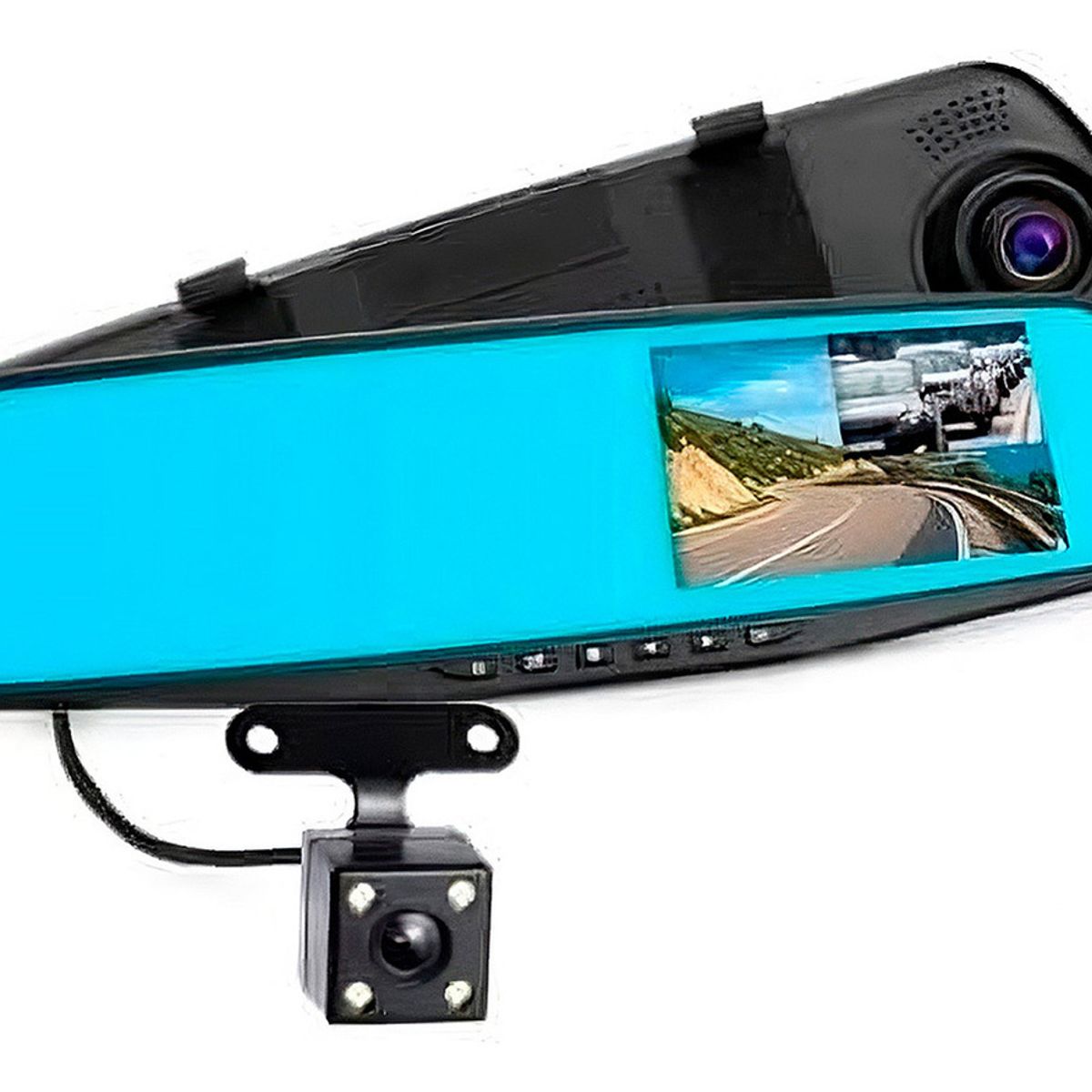 GENERICO - Espejo Retrovisor para Carro Cámara Frontal para Retroceso + Cargador