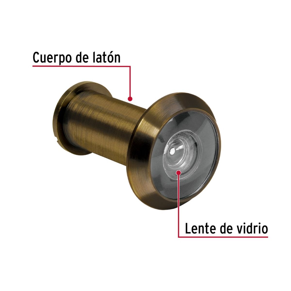 Mirilla Visor de Seguridad con Acabado de Laton Antiguo Para Puerta 180° 30 mm Hermex MIRI-2, marca HERMEX - Foto 2