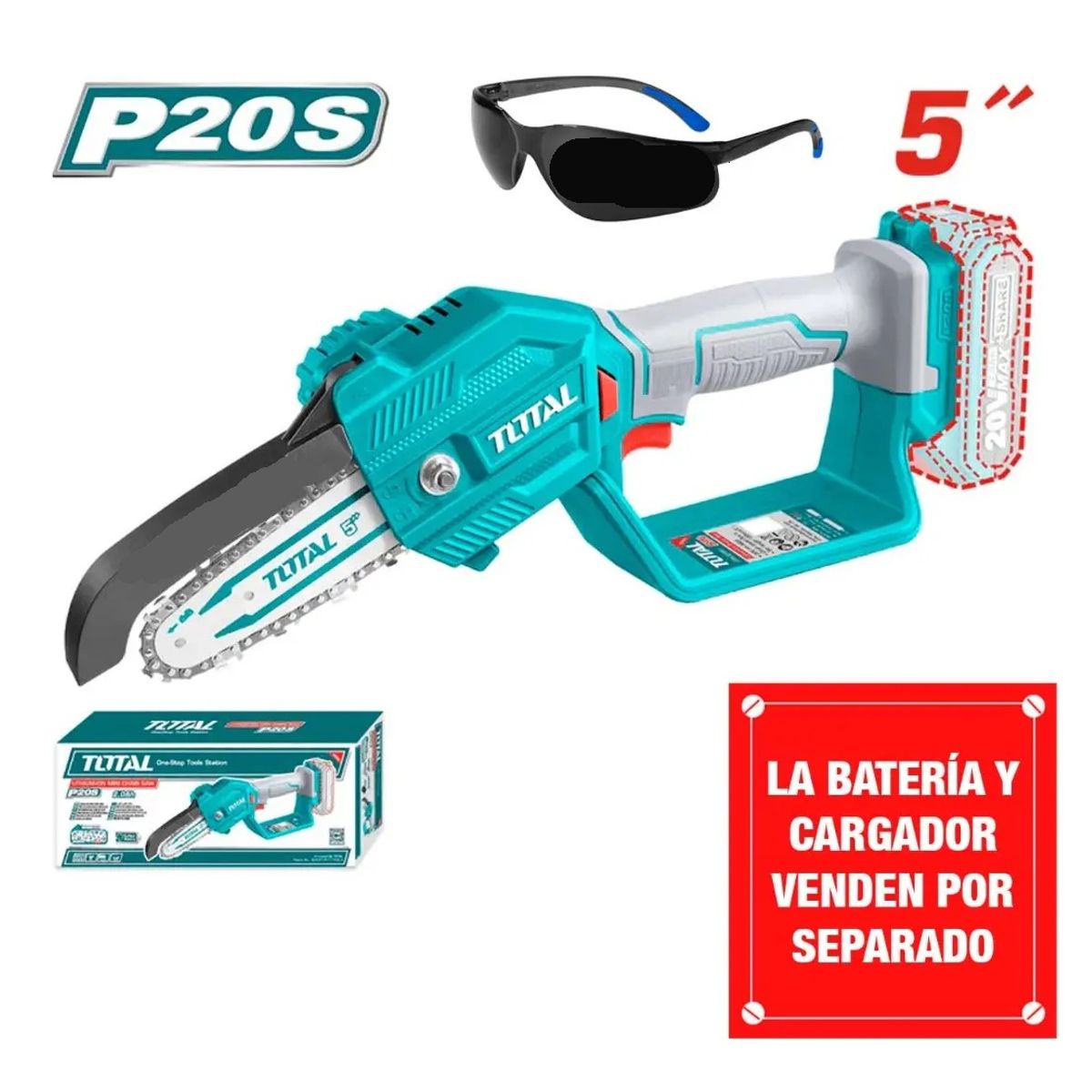 SIERRA DE CADENA PODADORA LI-ION 20V 5’’ TGSLI2058, marca Total Tools - Foto Principal