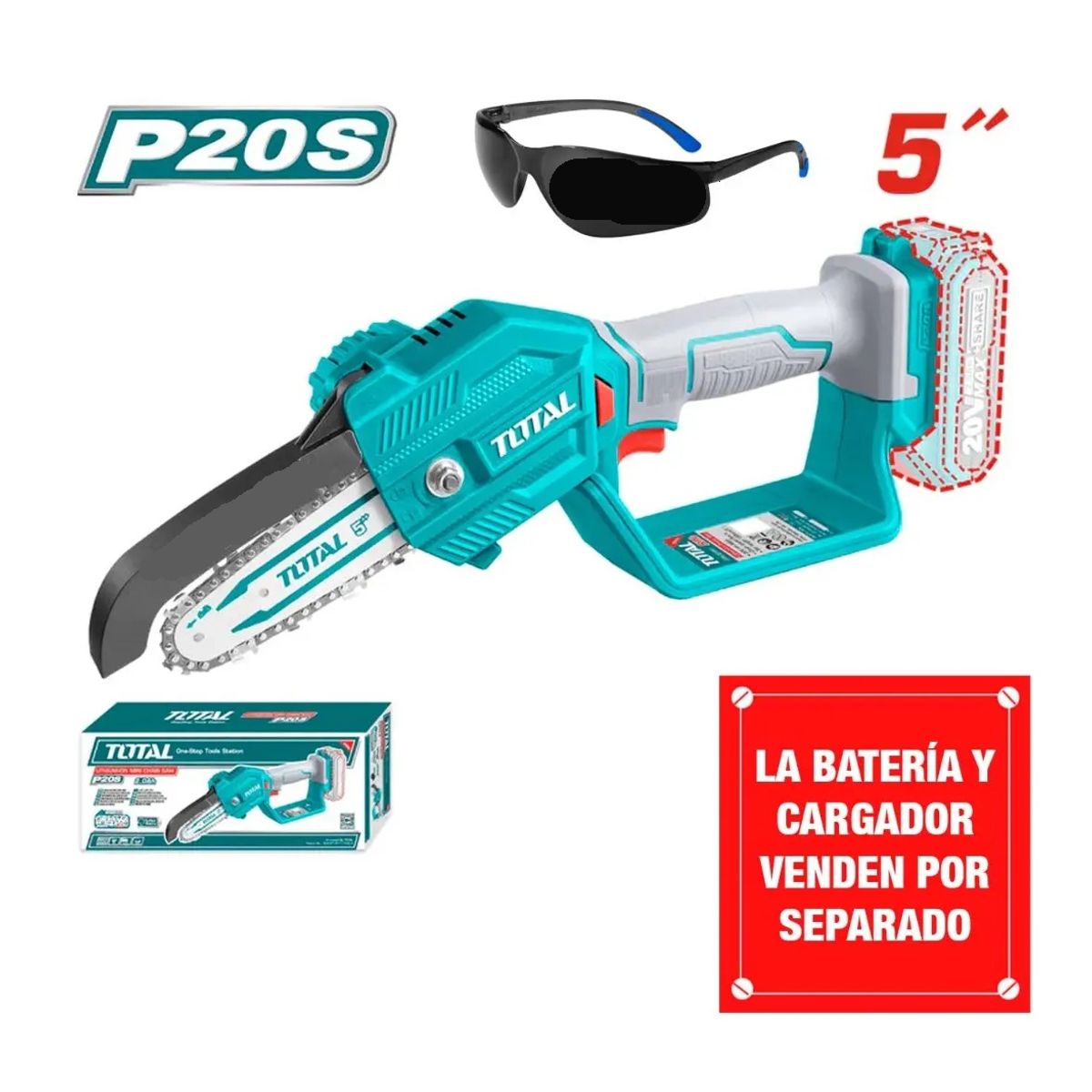 SIERRA DE CADENA PODADORA LI-ION 20V 5’’ TGSLI2058, marca Total Tools - Foto Principal