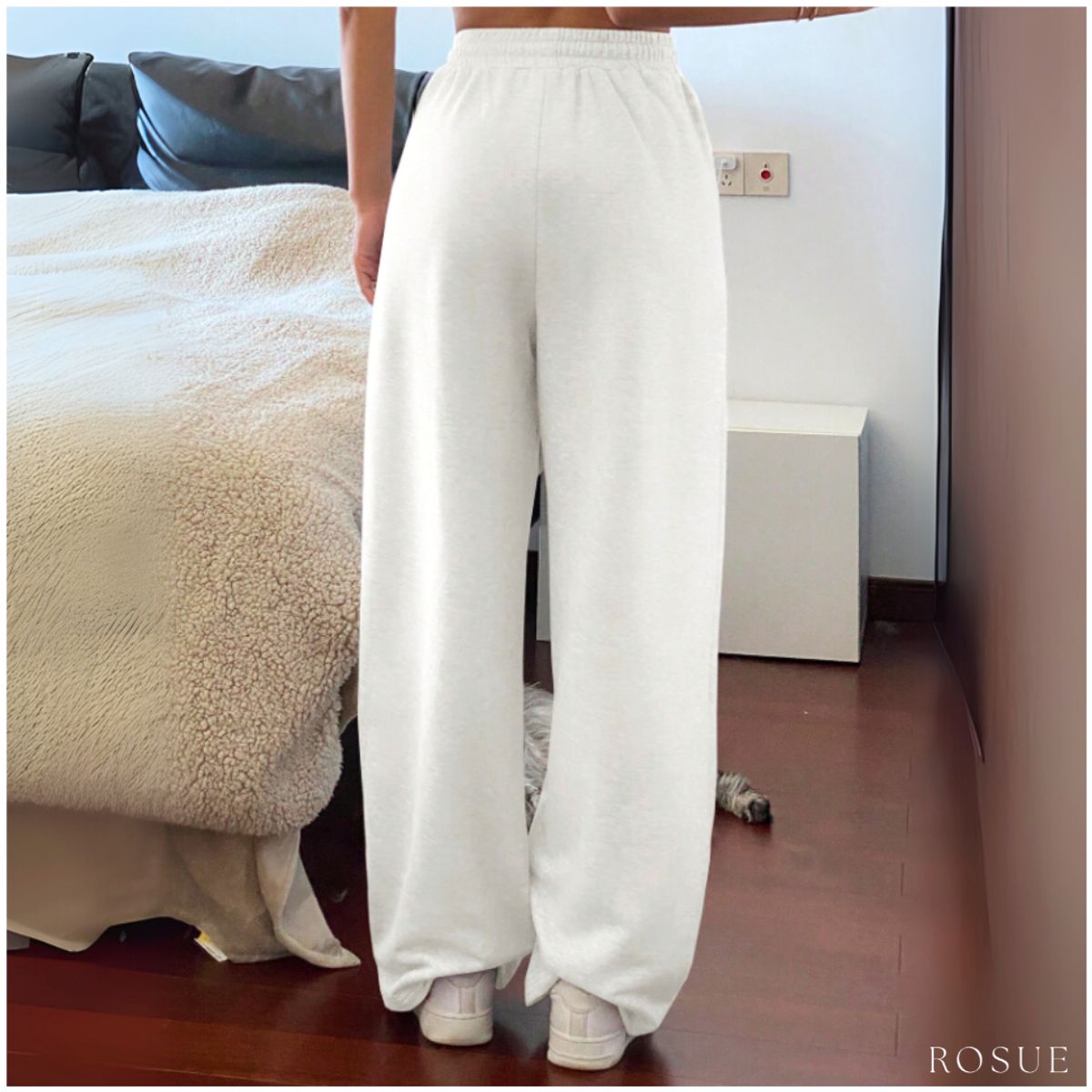 ROSUE - Buzo Pantalón con Bolsillos de Franela Mujer
