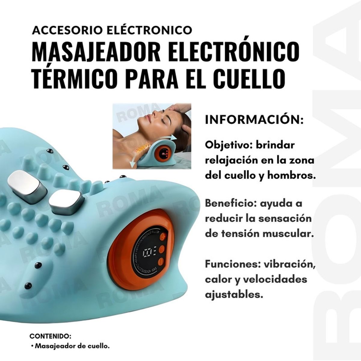 GENERICO - MASAJEADOR ELECTRÓNICO TÉRMICO PARA EL CUELLO