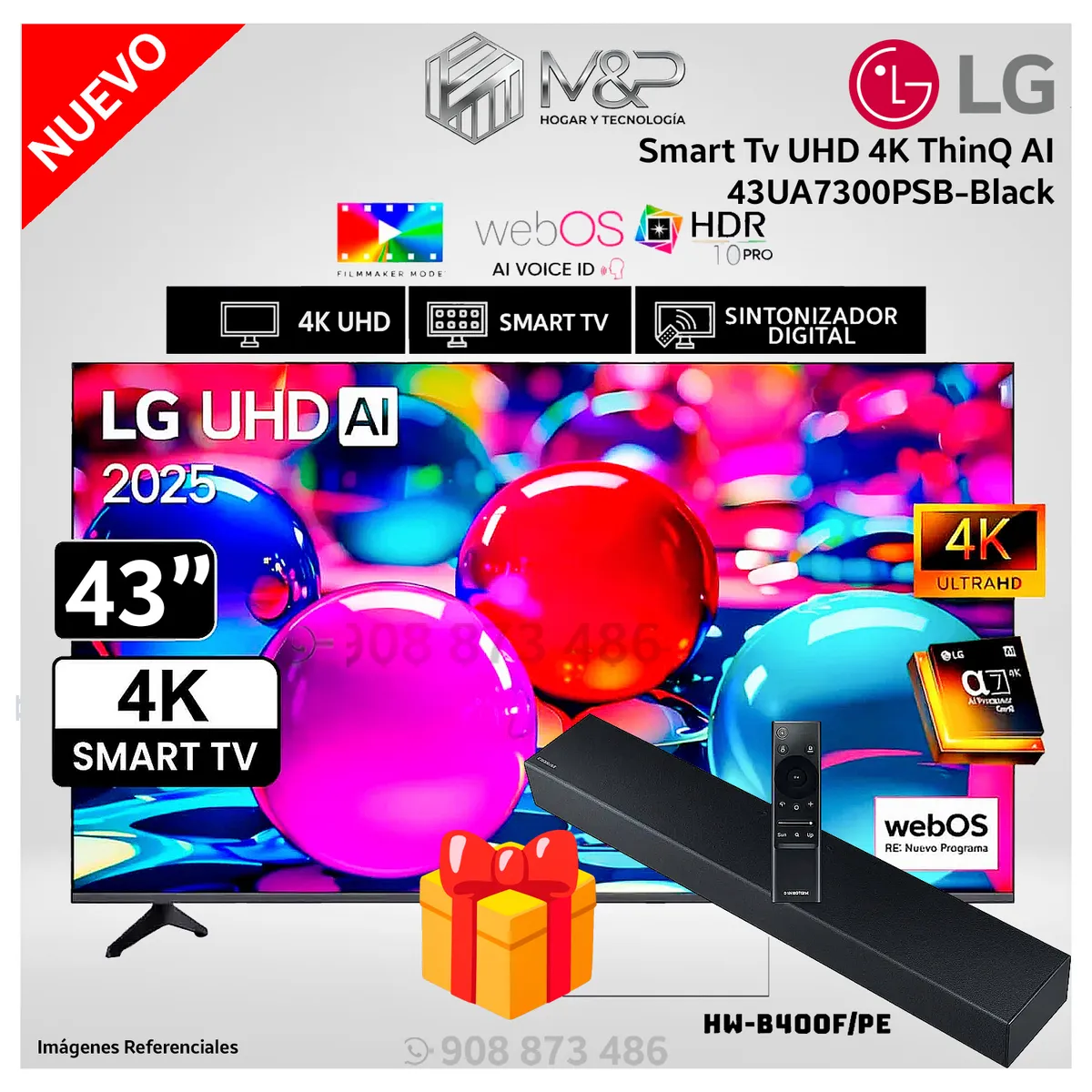 Televisor Lg 43 Pulg UltraHD 4K AI ThinQ 43UA7300PSB Modelo Nuevo + REGALO, marca LG - Foto Principal