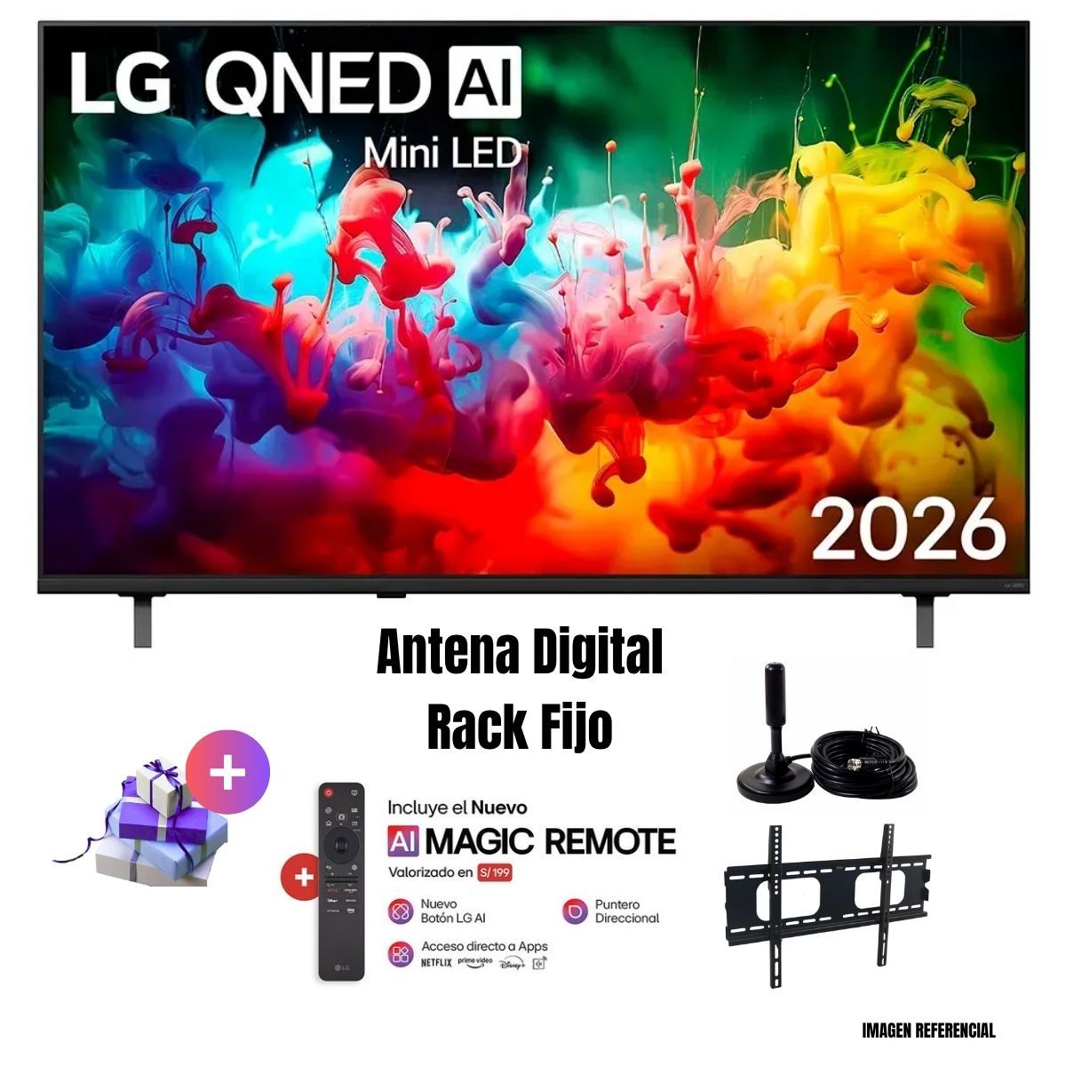 Televisor Smart TV LG 65'' QNED UHD 4K 65QNED65BSA 2026 + Antena ...