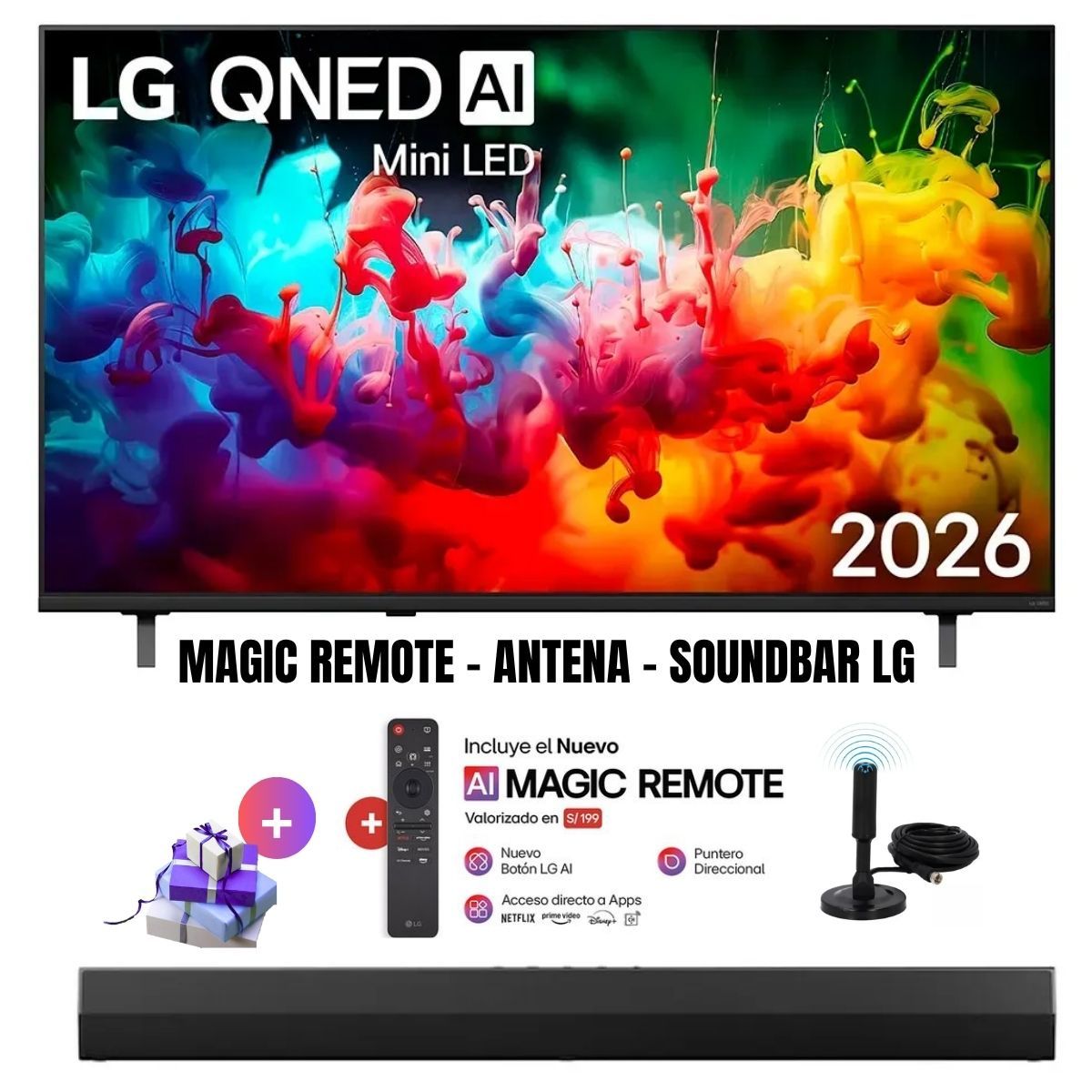 LG - Televisor Smart TV LG 65'' QNED UHD 4K 65QNED65BSA 2026 + Ant + Magic + Soundbar LG