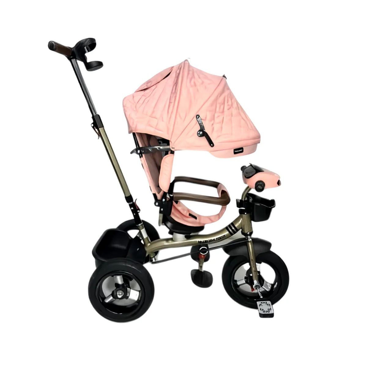 Baby Kits - Triciclo Guiador Reclinable y Giratorio USB Bluetooth Fort Premiun Rosado
