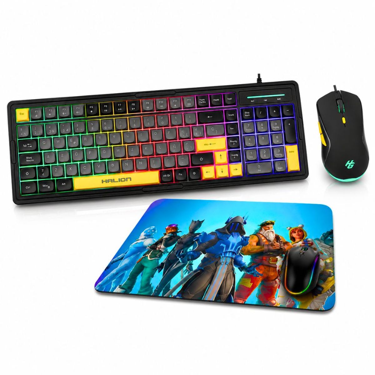 HALION - Kit Gamer 3en1 Halion Cobrak425c Teclado+ Mouse7200 Dpi+pad