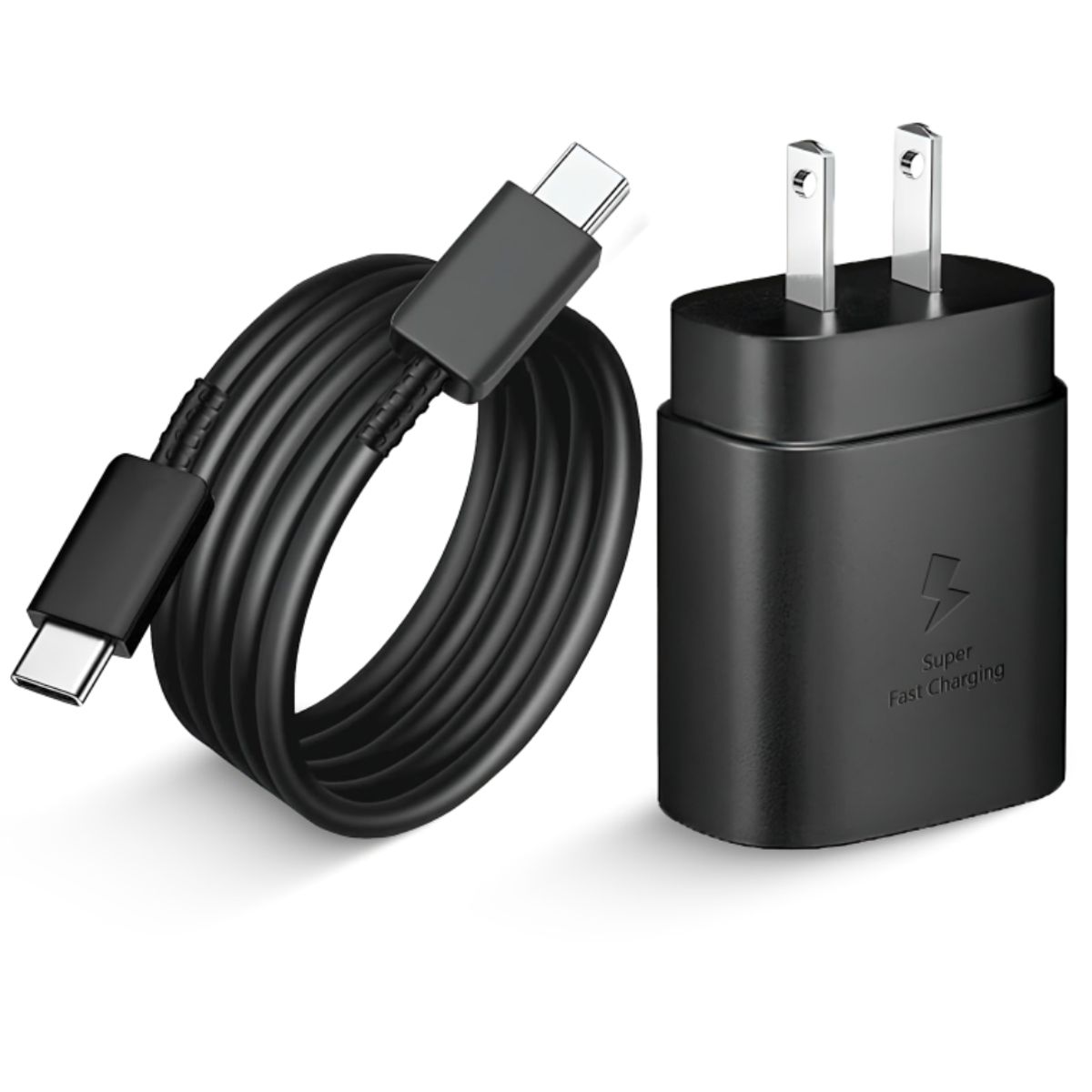 SAMSUNG - Cargador de 25w Samsung USB C Carga Rapida Negro